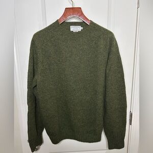 H.Stockton Shetland Wool Crew neck Sweater - Pine Shadow - Medium